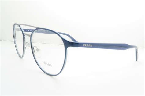 prada women's blue metal glasses with case vpr|Prada .